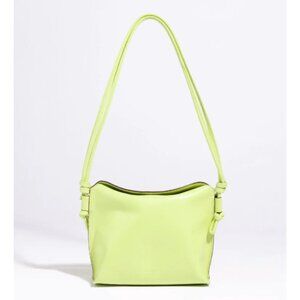 New OAD New York Thea Chartreuse Leather Crossbody Bag Neon Highlighter Green
